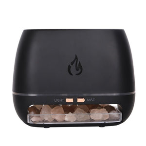 Himalayan Salt Flame Aroma Diffuser | Black | 250ml Ultrasonic Humidifier | 7-Color LED Light | Sleek Design