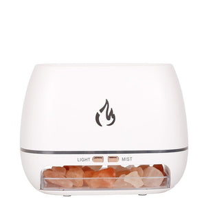 Himalayan Salt Flame Aroma Diffuser | White | 250ml Ultrasonic Humidifier | 7-Color LED Light | Modern Home Decor