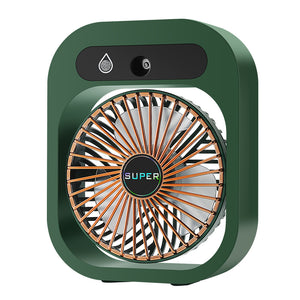 Portable USB Rechargeable Misting Fan | Green | Compact Personal Fan with Cooling Spray