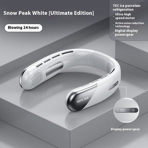 Rechargeable Neck Fan with Digital Display | White | 2400mAh | Adjustable Speed | Wearable Cooling