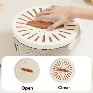 Double-Layer Fruit & Vegetable Drain Basket | 2PCS | Brown | Collapsible Kitchen Strainer with Handle