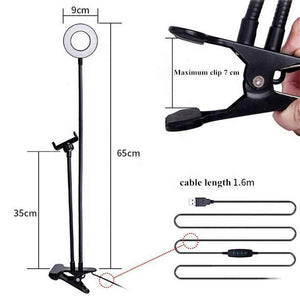 Flexible LED Ring Light with Phone Holder | Adjustable Brightness & Clip Base for Streaming or Photography