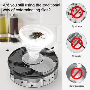 Black Electric Rotating Fly Trap | 360° Efficient Insect Catcher | Indoor Use