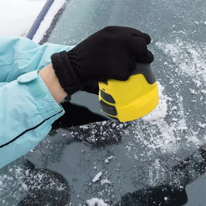 Yellow Rechargeable Electric Ice Scraper | Handheld Windshield Defroster | Compact & Efficient