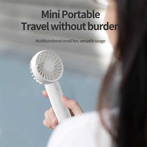 White Mini Handheld Rechargeable Fan | Portable USB-Powered Cooling | Keyring Included