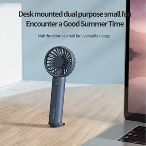 White Mini Handheld Rechargeable Fan | Portable USB-Powered Cooling | Keyring Included