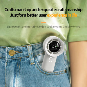 Portable Mini Bladeless Fan | Blue | Rechargeable Handheld Fan | LED Display | Compact Cooling Solution