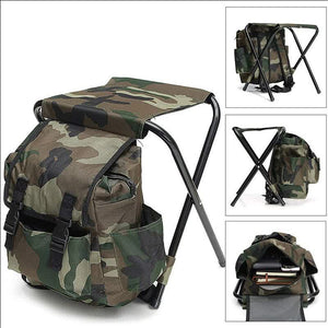 Camouflage Foldable Backpack | With Built-in Chair | Multi-Functional Outdoor Camping Stool Bag