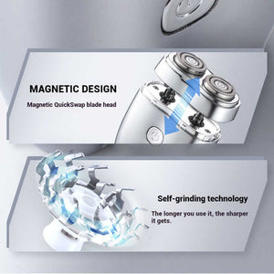 Blue Portable Twin-Head Electric Shaver | Compact Rechargeable Razor | For Men