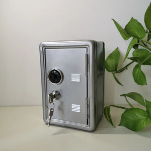 Mini Metal Safe Box | Silver | Compact Security Storage with Combination Lock & Key