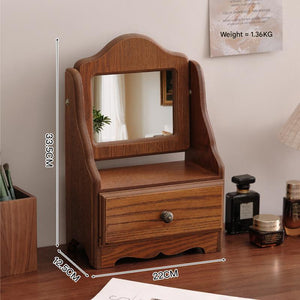 Wooden Tabletop Vanity Mirror | Square Design with Drawer | Elegant and Stylish