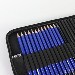 Light Blue 40-Piece Drawing Pencil Set | Professional Art Kit | Convenient Storage Case