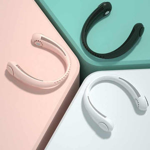 2 Pcs White Portable Neck Fan | Hands-Free Personal Fan | Quiet & Adjustable | Ideal for Outdoor & Indoor Use