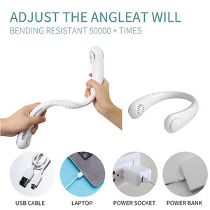 2 Pcs White Portable Neck Fan | Hands-Free Personal Fan | Quiet & Adjustable | Ideal for Outdoor & Indoor Use