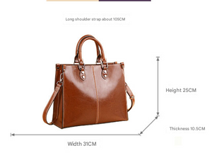 Brown Leather Handbag | Stylish Tote | Adjustable Strap | Durable and Spacious Design