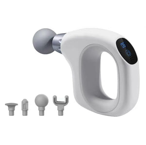 Handheld Massage Gun | White | Compact | Adjustable Speed | Muscle Relief