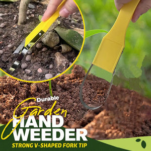 Garden Hand Weeder Tool Set 2PC | Fork Tips for Efficient Weeding | Ergonomic Handle | Yellow