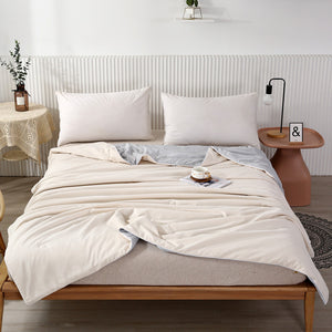 Beige Cotton Summer Quilt | Breathable | Lightweight Cooling Blanket for Hot Nights