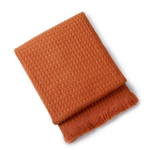 Caramel Nordic Knitted Sofa Throw | 130x230cm | Solid Color | Waffle Weave Polyester | Tassels