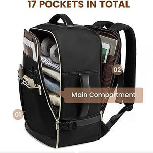 Travel Backpack | Black | 40L | Large Capacity | Business & Travel | Expandable Design | Oxford Fabric