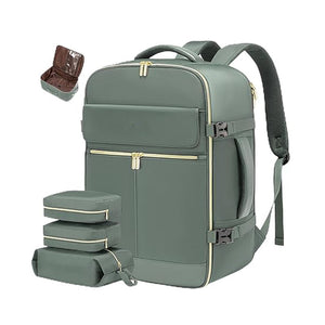Large Travel Backpack | Bean Green | 40L Capacity | Business & Travel | Expandable Compartments | Durable Fabric