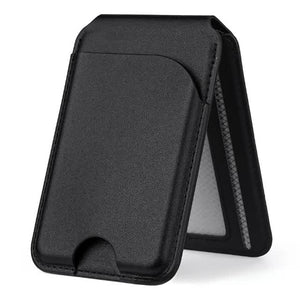 Black MagSafe Magnetic Wallet with Stand | PU Leather Card Holder for iPhone | Ultra-Slim Design