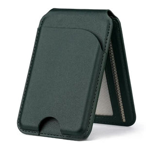 Dark Green MagSafe Magnetic Wallet with Stand | PU Leather Card Holder for iPhone | Secure Fit