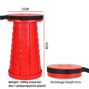 Portable Outdoor Telescopic Folding Stool | Red | 100 Buckles | Lightweight & Compact for Fishing, Camping, Travel