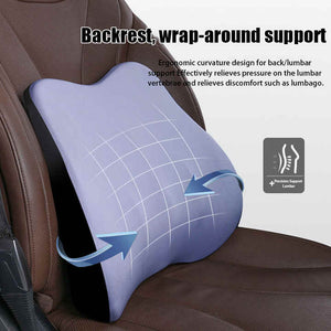 Black Memory Foam Car Seat Neck & Lumbar Support Set | Ergonomic Cushion | Office, Home & Driving