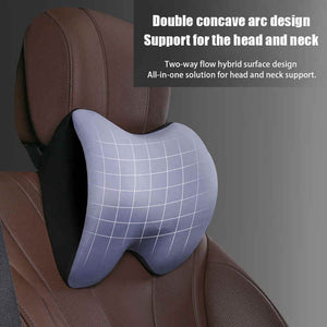 Cloud Grey Memory Foam Car Seat Neck & Lumbar Support Set | Ergonomic Cushion | Office, Home & Driving