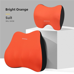 Orange Memory Foam Car Seat Neck & Lumbar Support Set | Ergonomic Cushion | Office, Home & Driving