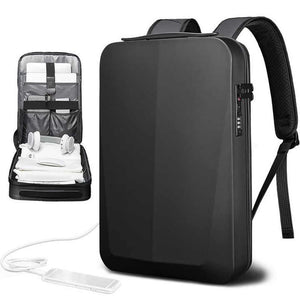 Silver Premium Hard Shell Business Backpack | TSA Lock & USB Charging Port | Waterproof Laptop Bag for Men