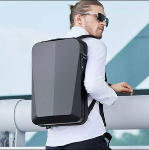 Silver Premium Hard Shell Business Backpack | TSA Lock & USB Charging Port | Waterproof Laptop Bag for Men