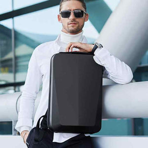 Silver Premium Hard Shell Business Backpack | TSA Lock & USB Charging Port | Waterproof Laptop Bag for Men