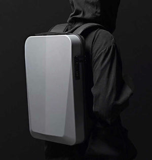Silver Premium Hard Shell Business Backpack | TSA Lock & USB Charging Port | Waterproof Laptop Bag for Men