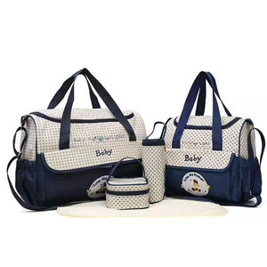 Mommy Bag Set | 5-Piece | Dark Blue | Large Capacity | Baby Travel Bag | Tote and Shoulder Options