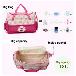 Mommy Bag Set | 5-Piece | Dark Blue | Large Capacity | Baby Travel Bag | Tote and Shoulder Options