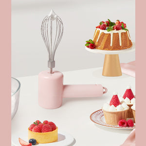 Electric Egg Beater | Pink | 3-Speed Adjustment | Dual Whisks | Type-C Charging | Portable Kitchen Mixer