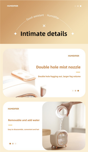 Off White USB Desktop Dual Mist Cute Humidifier | Essential Oil Diffuser | 500ml Capacity | Quiet Aromatherapy for Bedroom & Office