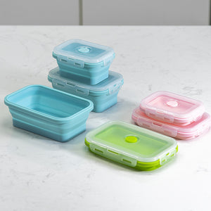 Pink Collapsible Silicone Bento Box Set | 4-Piece Food-Grade Microwave & Freezer Safe