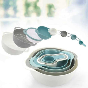 Blue 8-Piece Baking Tool Set | Measuring Cups, Spoons, Mixing Bowls, & More