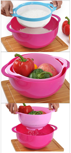 Baking Tool Set | Light Pink | 8-Piece Set with Measuring Cups, Bowls, and Flour Sifter