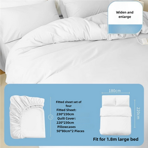 4 Packaging | Disposable Travel Bedding Set | White | Waterproof & Clean | 4-Piece Set for Twin Beds