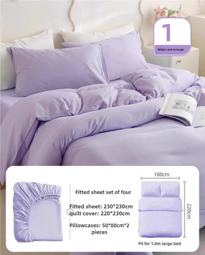 4 Packaging | Disposable Travel Bedding Set | Purple | Waterproof & Clean | 4-Piece Set for Twin Beds