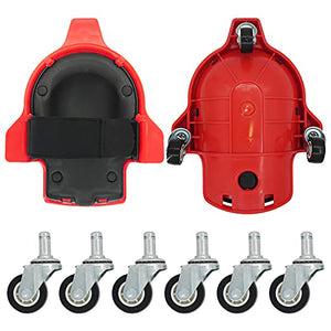 1 Pair Set Red Multi-Function Knee Pads with Swivel Wheels | Comfortable Knee Protection | Construction | Tiling | Woodworking