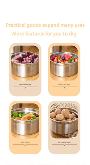 Brown 3-Piece Stainless Steel Food Storage Set | 304 Grade | Leak-Proof Lids | Round Design for Meal Prep