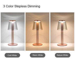 Gold Stylish Transparent Desk Lamp with Touch Control | LED | Type-C Charging | Simple & Modern Design