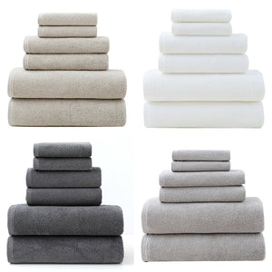 Cotton Towel Set | 6-Piece | Soft & Absorbent | Bath Towels for Adults | Grey