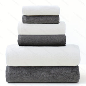 Cotton Towel Set | 6-Piece | Soft & Absorbent | Bath Towels for Adults | Grey & White