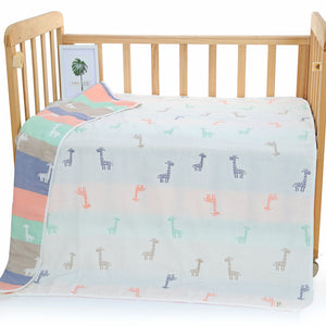 Giraffe 6-Layer Muslin Baby Blanket | Soft Cotton Bedding | 110x110cm | Infants & Toddlers
